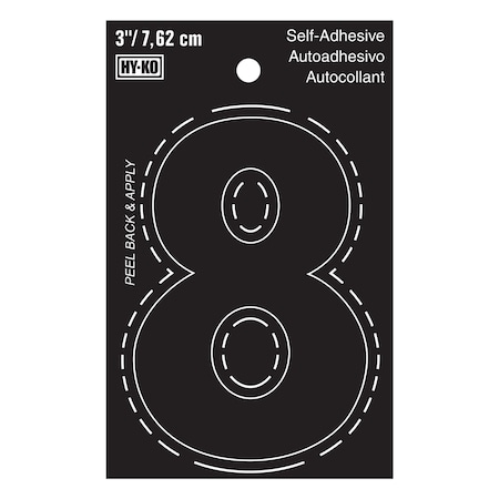 Hy-Ko 3In Black Vinyl Number 8, 10PK A30408